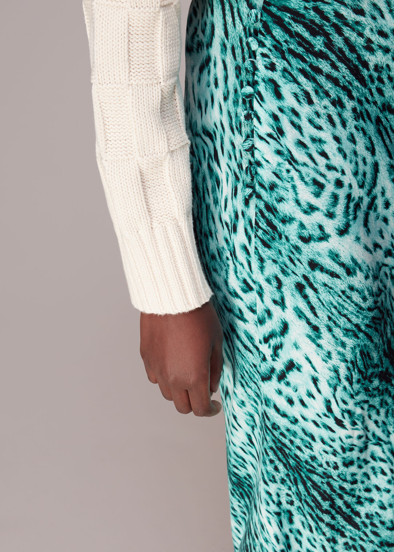 Brushed Leopard Bias Cut Skirt